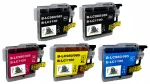Brother LC980/LC985/LC1100 tindikassetid, 5 tk, must ja v&auml;rviline