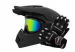 Laste enduro kiiver, prillid ja kindad, mustad matt, XS suurus