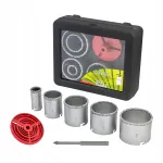 Volframkarbiidist puuride ja suunamisplaadi komplekt 33&ndash;83 mm, 6 tk, adapteriga