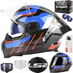 Motorratturi kiiver LS2 FF807 Dragon Trax sinine/punane, suurus M
