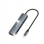 Multifunktsionaalne USB-A/USB-C hub DisplayPorti, HDMI ja 6 portiga, hall