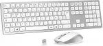 Traadita USB klaviatuur 2.4G, valge, AZERTY, koos hiirega