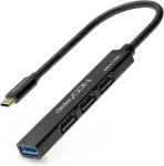 USB-C jagaja deleyCON, 4 &uuml;hendust: 1x USB 3.0, 3x USB 2.0, 0,15 m