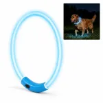 LED-valgustusega koera kaelarihm, sinine, USB-C, reguleeritav, veekindel, 40 cm, S suurus