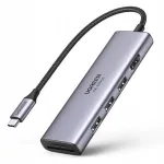 USB-C jagaja UGREEN, 6-&uuml;hes: 3x USB, HDMI 4K, SD ja TF kaardilugeja