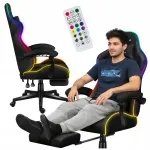 M&auml;ngutool HUZARO, must, RGB LED-idega, p&ouml;&ouml;rlev, jalatoega