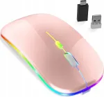 Juhtmevaba USB-C RGB hiir, roosa ja kuldne, &uuml;hilduv Apple MacBookiga
