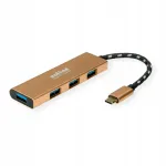 USB jagaja 4 pesa, USB 3.2, USB C, 0.1 m, kuldne