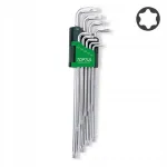 Torx v&otilde;tmete komplekt TOPTUL GAAL0923, T10&ndash;T50, 9 tk, v&auml;ga pikad