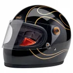 Motorratturi kiiver Biltwell Gringo S, must kuldsete leekidega