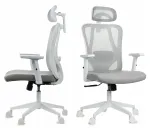 Ergonoomiline kontoritool FXB002, reguleeritav, hall ja valge, k&auml;etugedega