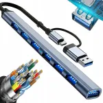 USB jaotur, 7 &uuml;hendust (USB 3.0, 2.0, USB-C), &otilde;huke disain