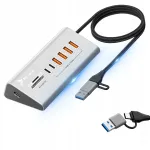 USB-C 3.2 aktiivne 6 &uuml;hendusega jagaja SD ja TF kaardi lugejaga, 10 Gb/s