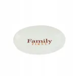 Keraamiline taldrik Family First, valge, kassi pildiga, 18x15 cm