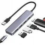 USB jagaja UGREEN CM219, 4x USB 3.0, 1x USB-C, hall, 5 Gb/s, LED