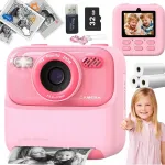 Laste hetkefotoaparaat 32GB 1080P, MP3 m&auml;ngija, roosa
