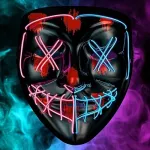 LED mask punase ja sinise valgusega, 3 valgusrežiimi, DJ, Halloween, cosplay