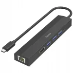 Mitmeotstarbeline USB jaotur Hama 6-in-1: 3 x USB-A, USB-C, HDMI, LAN, must