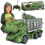 Puldiga juhitav auto WOOPIE rohelise dinosauruse ja figuuriga
