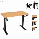 Reguleeritava k&otilde;rgusega elektriline kirjutuslaud 120x60 cm, hele tammepuuv&auml;rv, m&auml;lufunktsiooniga