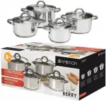 AMBITION BERRY STEEL roostevabast terasest pottide komplekt, 8-osaline, sobib induktsioon- ja gaasipliidile