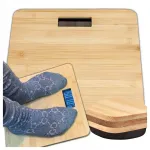 Elektronilised bambusest vannitoakaalud, LCD-ekraan, kuni 180 kg, temperatuuri n&auml;idikuga
