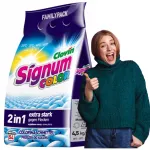 Signum 2in1 pesupulber v&auml;rvilistele riietele, 4,5 kg, Clovin Family Pack