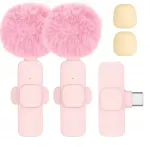 Juhtmevaba topeltmikrofon iPhone ja USB-C telefonidele, roosa