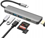 USB-C adapter 6in1, HDMI 4K, USB 3.0, TF kaartide lugeja, MacBook &uuml;hilduv, PD