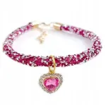 Kassi ja koera kristallidega kaelarihm s&uuml;damekujundusega, 26&ndash;30 cm, M862