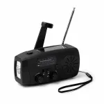 Raadiovastuv&otilde;tja k&auml;sigeneraatori, 2000mAh v&auml;lise akuga ja kaasaskantava p&auml;ikesepatareiga taskulambiga
