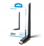 Juhtmevaba v&otilde;rgukaart Vention AX300, Wi-Fi 6, 2.4 GHz, antenniga, must