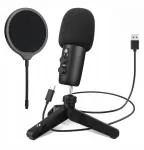 USB m&auml;ngumikrofon kondensaatoriga RGB valgustusega, 192 kHz, pop filter, PC-le