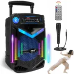 Kaasaskantav Bluetooth karaokek&otilde;lar mikrofoniga, puldiga ja LED-valgustusega, 1200 W
