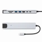 USB-C 8in1 adapter: HDMI 4K, LAN RJ45, 2x USB 3.0, SD, TF, PD, 87W, h&otilde;bedane