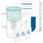 Veefilter Wessper 3 l borosilikaatklaas kannuga ja 4 filtriga