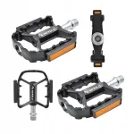 Alumiiniumist jalgrattapedalid helkuritega, mustad, MTB