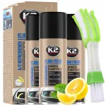 Kliimaseadme puhastusvahend K2 KLIMA FRESH LEMON, 3 tk, koos &otilde;hu sisselasketorude puhastiga