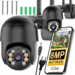 V&auml;liseks kasutuseks WiFi IP-kaamera 8MP, Ultra HD, p&ouml;&ouml;ratav, 4&times; suum, liikumistuvastus, alarm