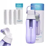 Veefiltripudel Aqualogis Aqua&Go 0,5 l, violetne, 3 t&auml;itefiltriga