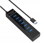 USB jagaja, 7 ports, USB 3.0, 30 cm, must