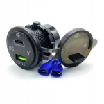 Siseminekuga autolaadija 12V/24V, USB QC3.0, USB-C, voltmeeter, oranž