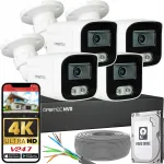4K IP PoE kaamerate komplekt v&auml;li j&auml;lgimiseks mikrofoniga ja IR, 4 tk