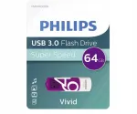 USB-m&auml;lupulk PHILIPS VIVID 64GB, USB 3.0, lilla