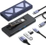 USB-C 6-pesaline jagaja M.2 NVMe SSD-karbiga, 10Gb/s, 100W PD, 4K HDMI