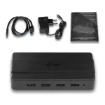 USB 3.0 jaotur, 4 pesa, kuni 5 Gb/s, toiteadapteriga