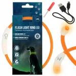 Valgustav LED-koera kaelarihm 45 cm, veekindel, laetav, peegeldav