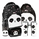 Koolikomplekt PASO: panda seljakott, pehme kott, pliiatsikott, pudel, toidukarp