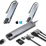 Mitmikliides 8in1 GIGA LAN USB-A/USB-C RJ45 HDMI SD &uuml;hendusjaam