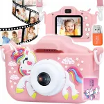 Laste digitaalne fotokas 40 Mpx, unicorn-m&auml;ngud, 32 GB kaart ja lugeja